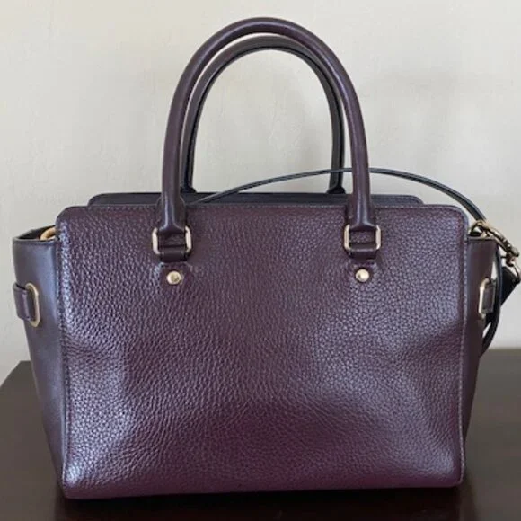 Coach F55665 Pebble And Smooth Leather Satchel/Shoulder/Crossbody Bag Burgundy